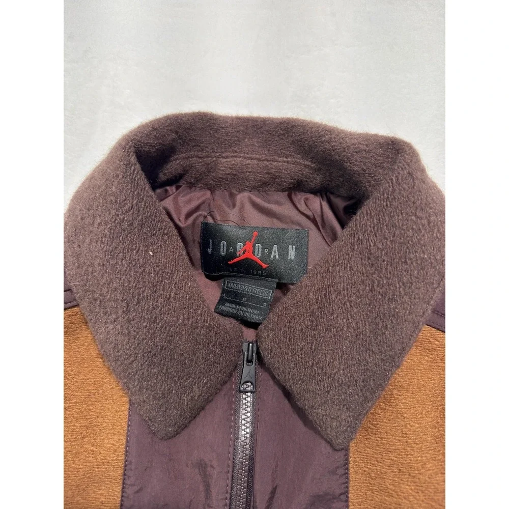 Jordan Jacket Mens Large Brown Tan Colorblock Fleece Pockets Full Zip DJ2735-204